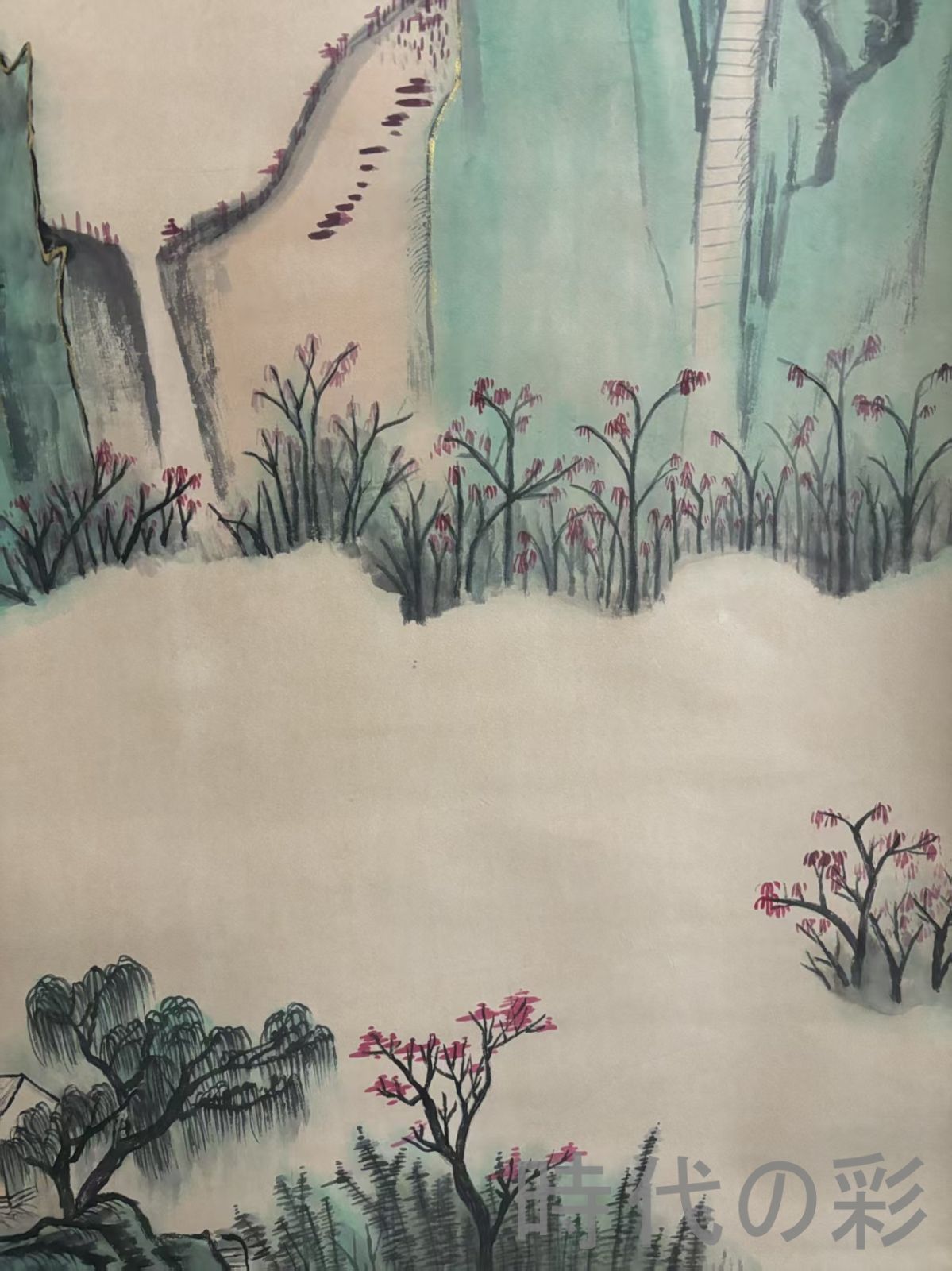 中国古美術.旧蔵.近代書画家『張大千山水画』四尺手描き.宣紙畫.立軸