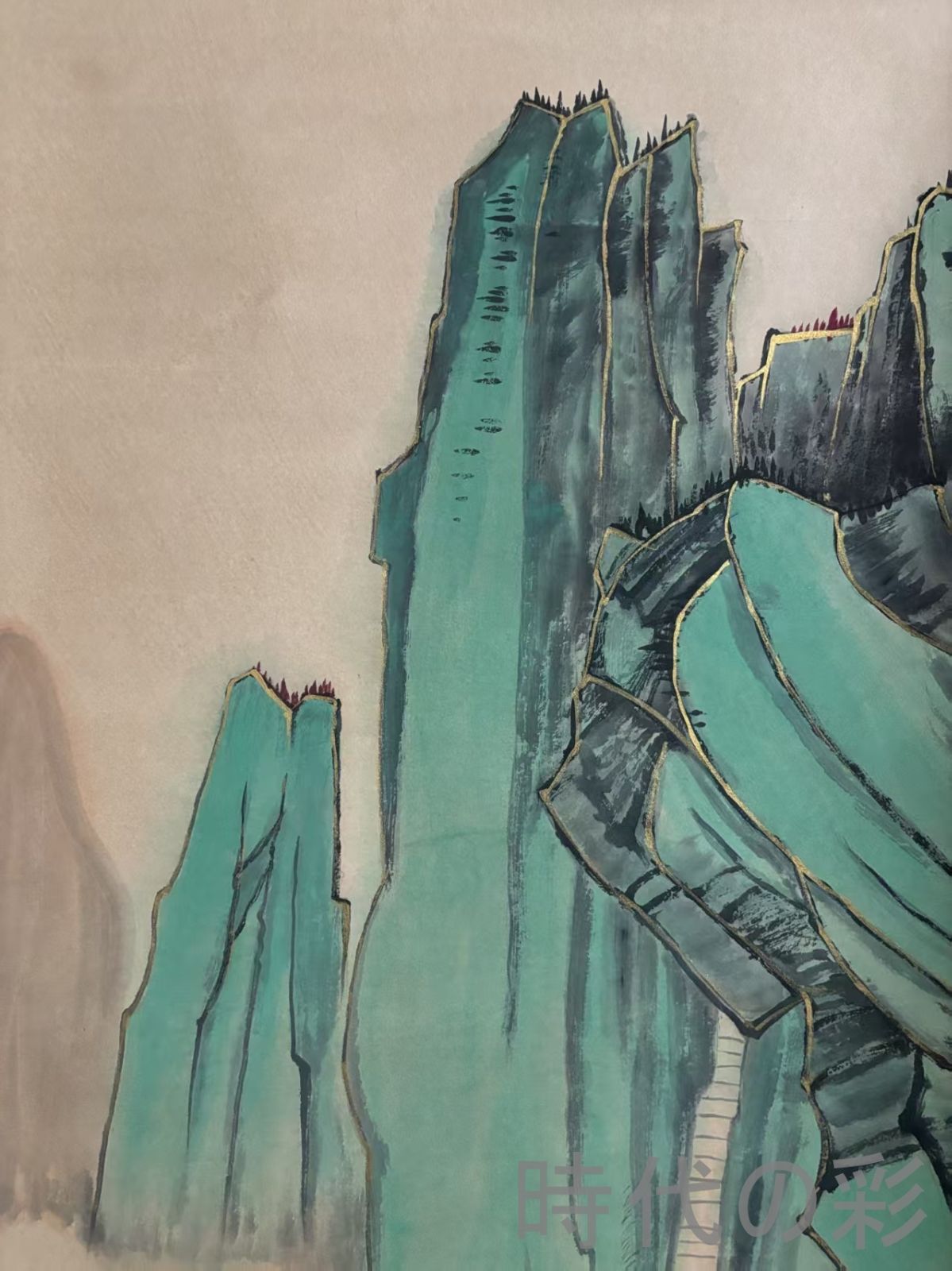 中国古美術.旧蔵.近代書画家『張大千山水画』四尺手描き.宣紙畫.立軸