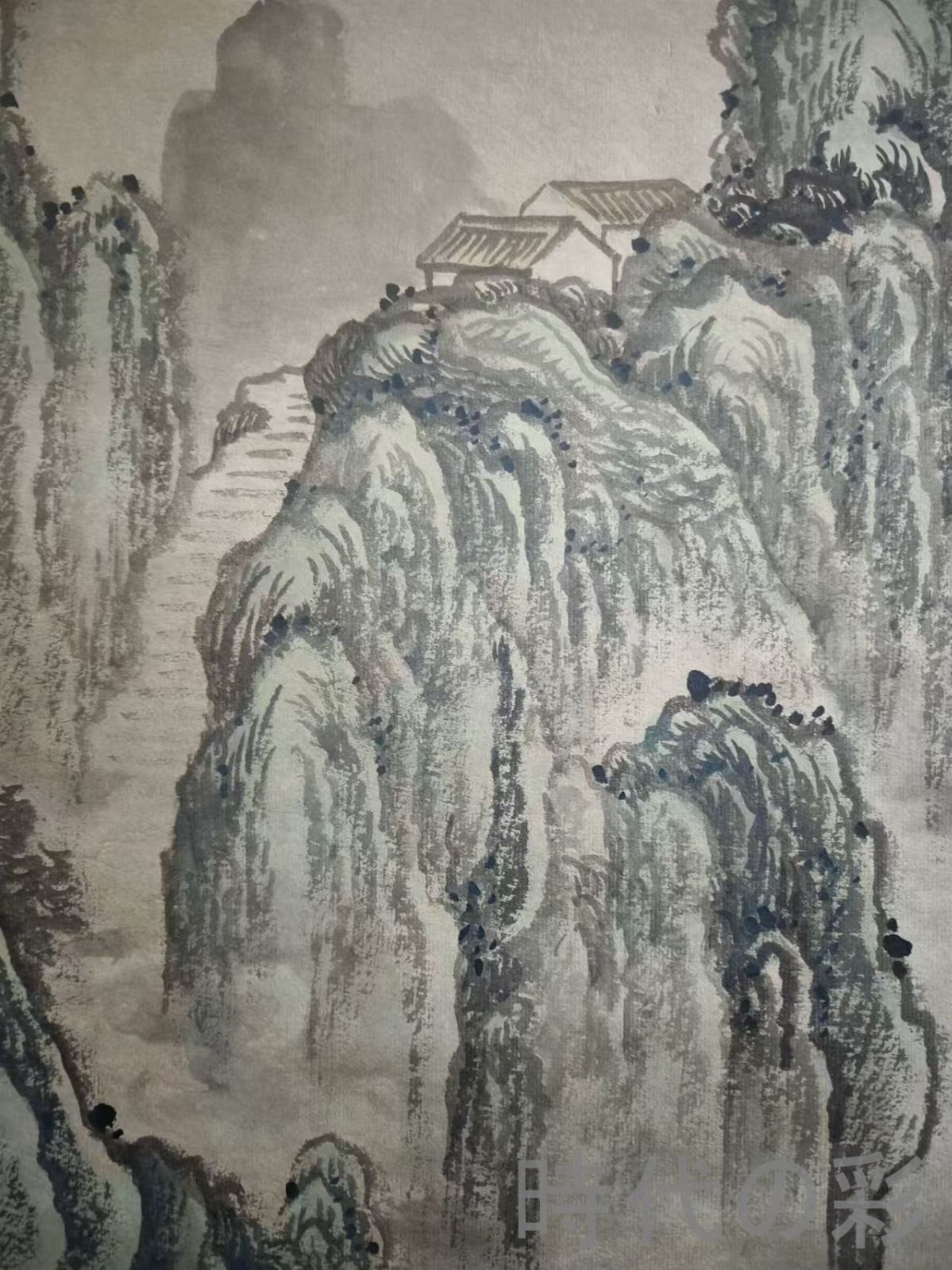 古美術　額絵　水墨画 中国古美術.旧蔵.清時代『楊萬里山水画』四尺純手描き.宣紙畫.水墨画