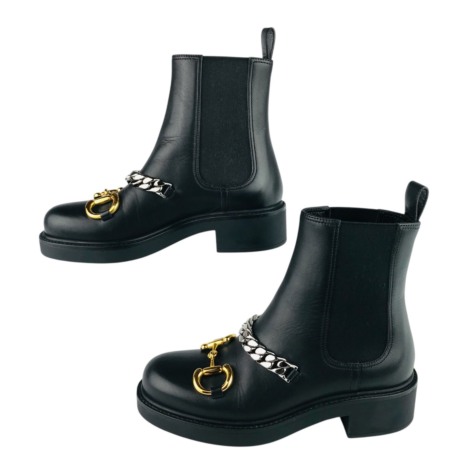 極美品☆GUCCI・グッチ レディース レザー メタルホースビット