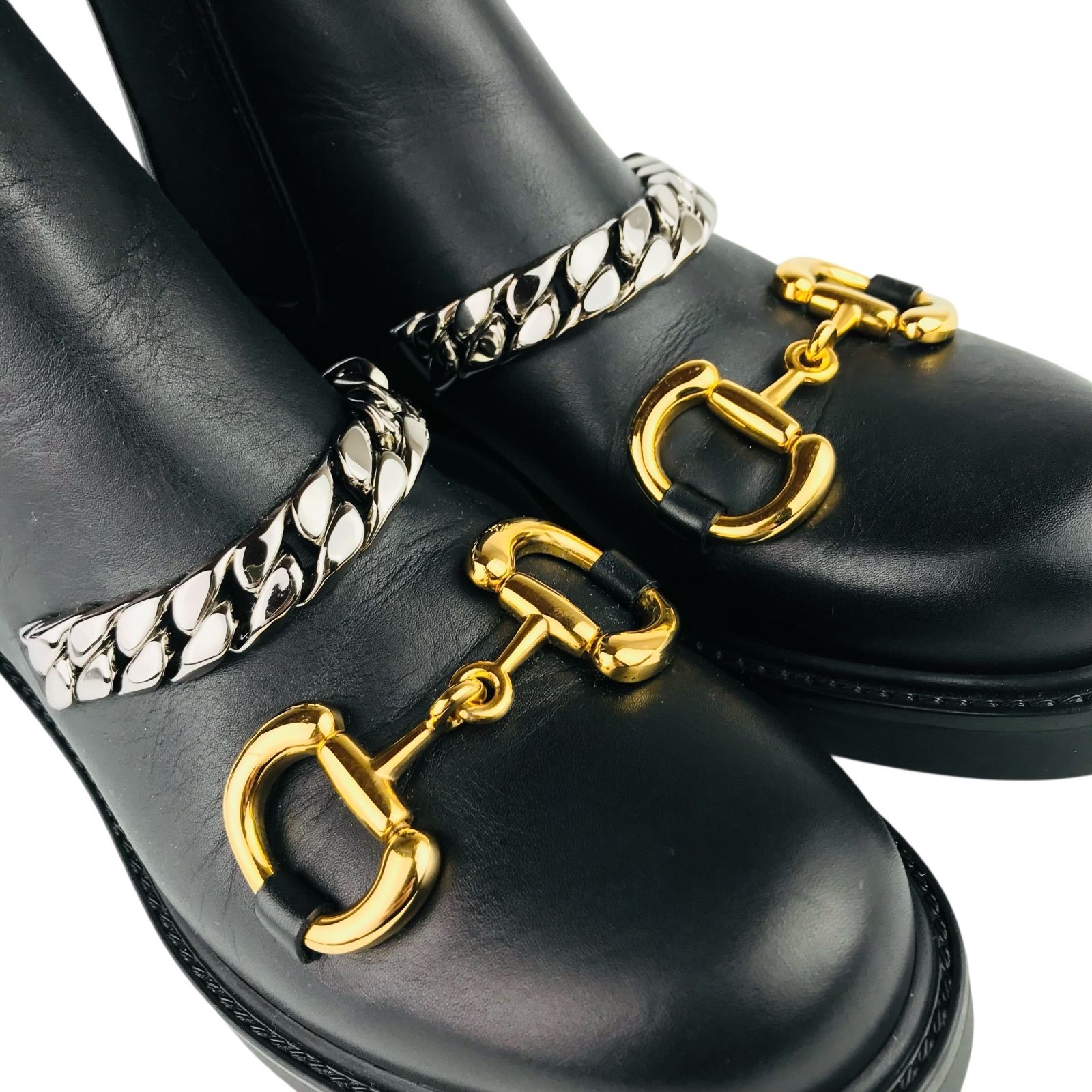 極美品☆GUCCI・グッチ レディース レザー メタルホースビット