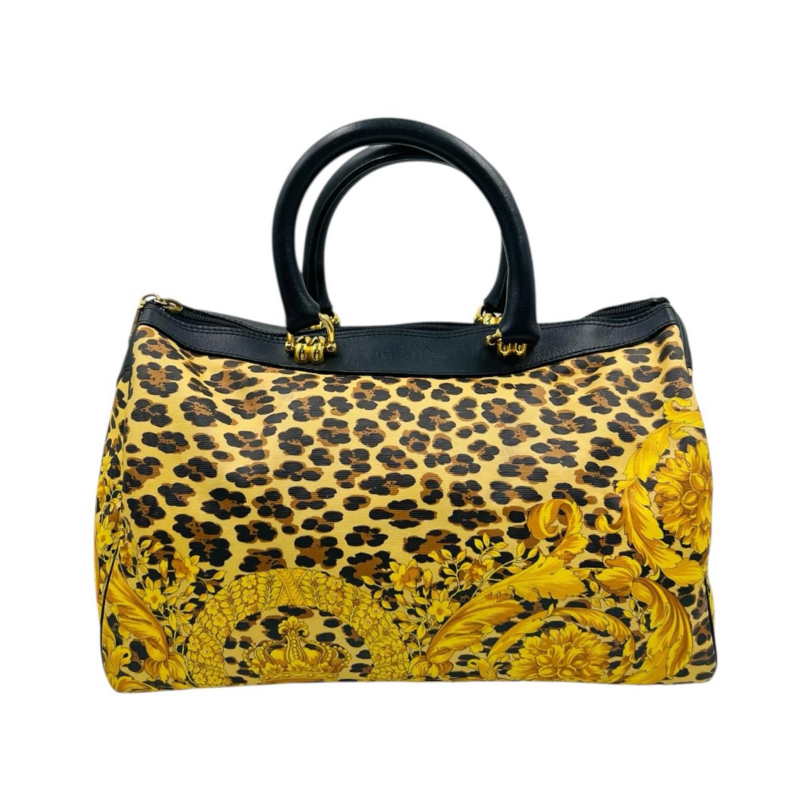 GIANNI VERSACE レオパード バロック柄 レザー ハンドバッグ ミニ