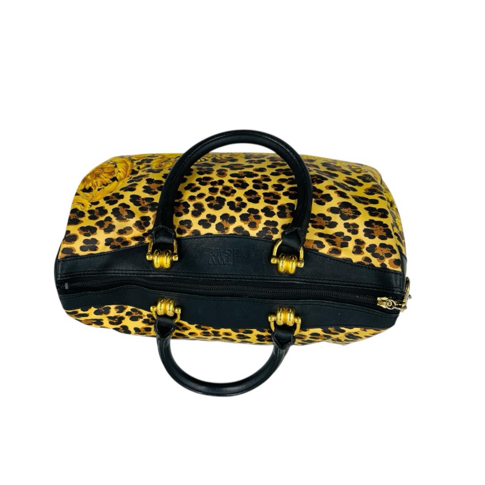 GIANNI VERSACE レオパード バロック柄 レザー ハンドバッグ ミニ