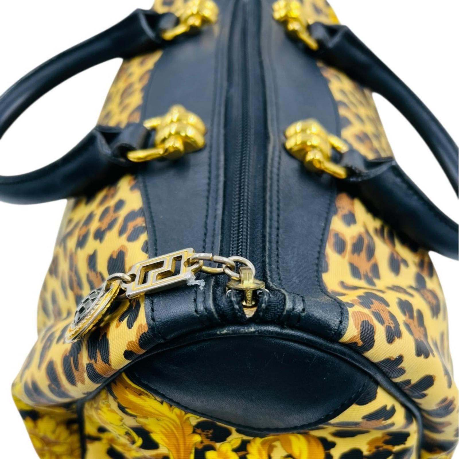 GIANNI VERSACE レオパード バロック柄 レザー ハンドバッグ ミニ