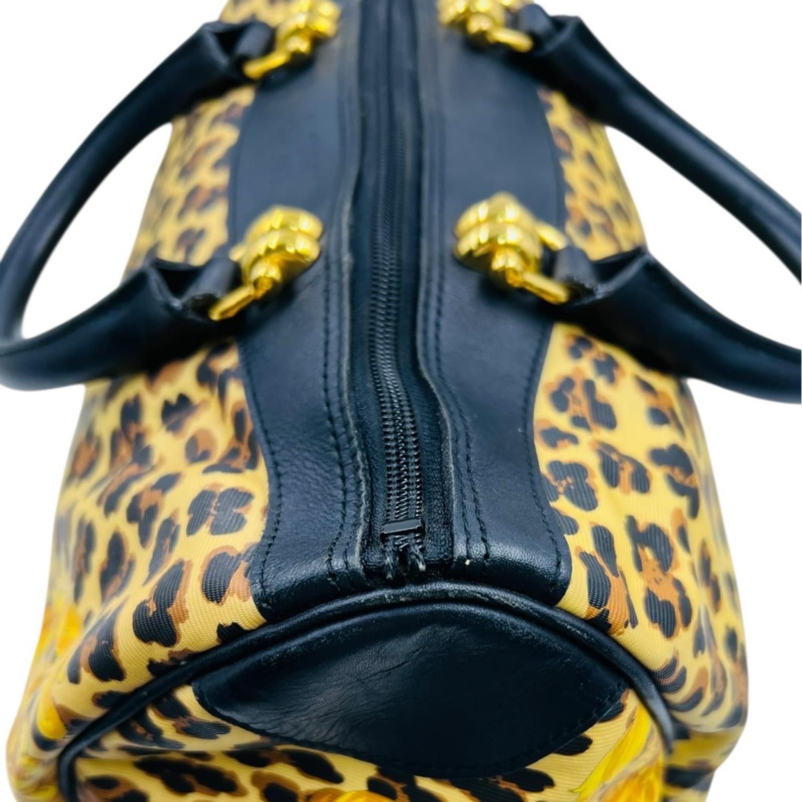 GIANNI VERSACE レオパード バロック柄 レザー ハンドバッグ ミニ 