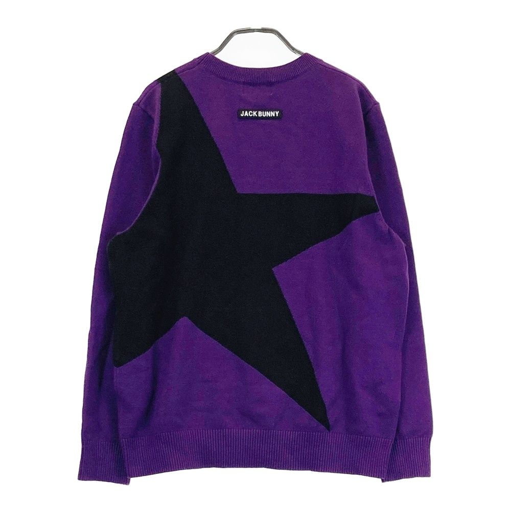 【美品】ジャックバニー ニット ハーフジップ パープル メンズ ゴルフ 6 サイズ：4 JACK BUNNY ジャックバニー ニットセーター パープル系