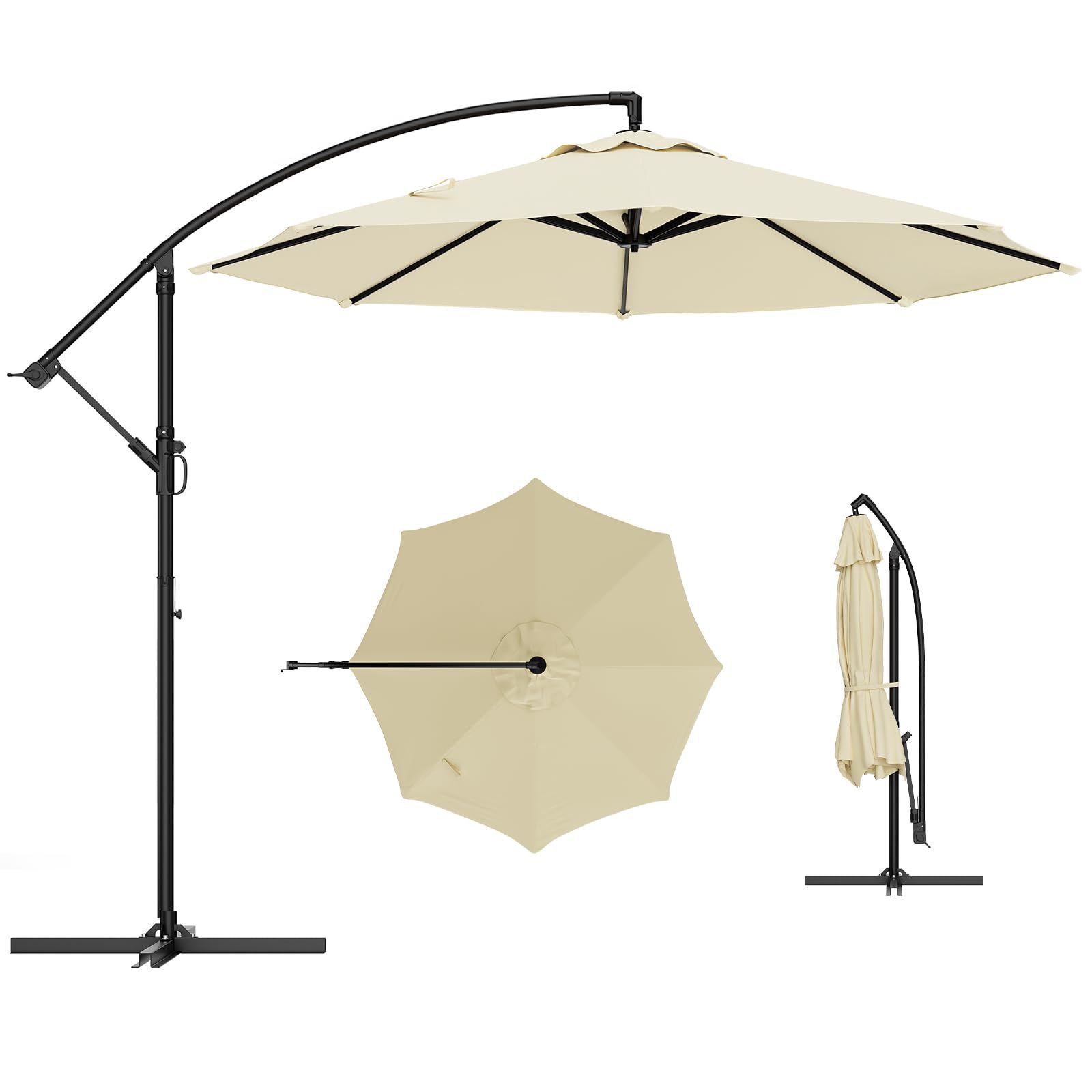 Litake サンシェード傘 ガーデンサンシェード 300 cm大型吊り下げサンシェード傘 防風 360°回転 角度調節 サンシェード 防水 UV加工 ビーチサンシェード傘 パティオ カフェ バルコニーサンシェード傘 屋外 商業用