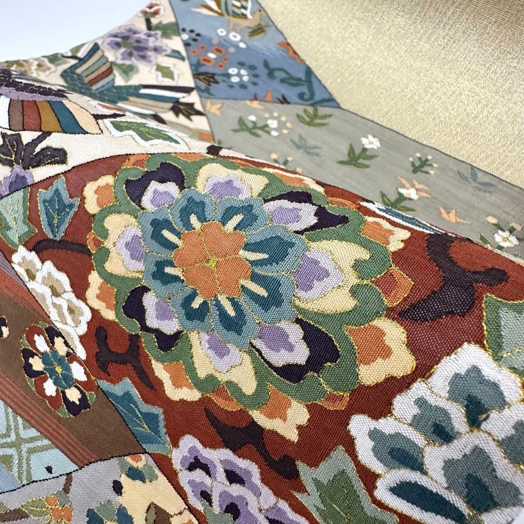 着物と帯 時流】SF25810s◇正絹 夏袋帯◇明綴れ 帯芯入 長尺 未使用品