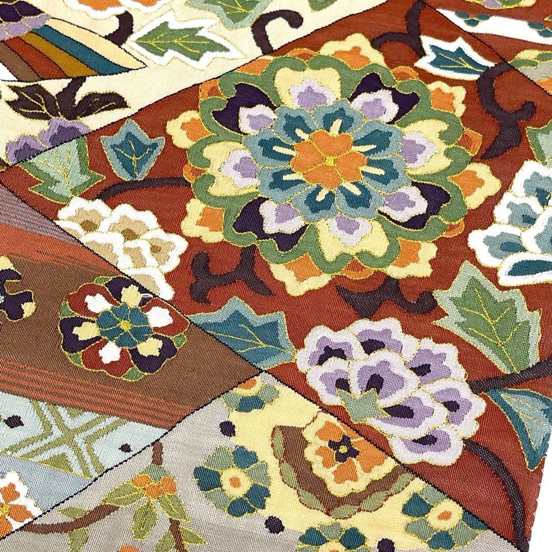 着物と帯 時流】SF25810s◇正絹 夏袋帯◇明綴れ 帯芯入 長尺 未使用品