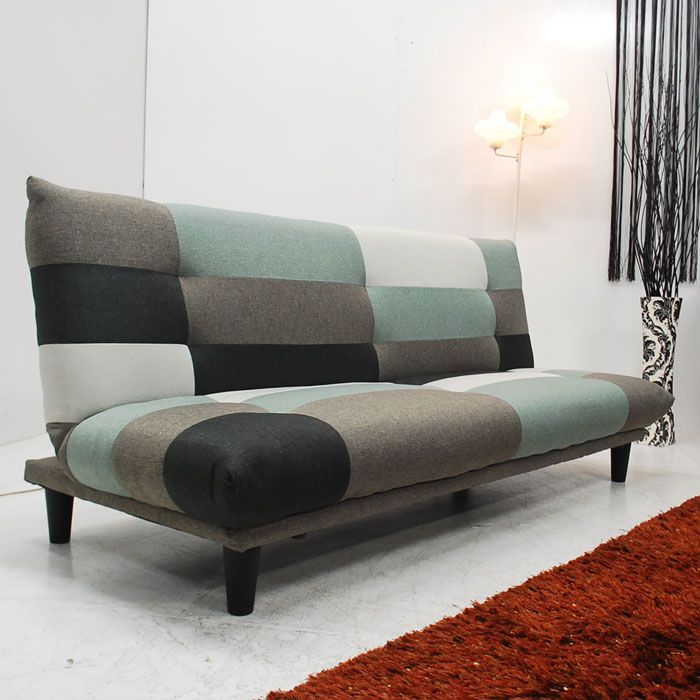 アウトレット 現品限り 一部 寛ぎインテリア 北欧モダンソファーベッド お洒落なパッチワークデザイン スプリング