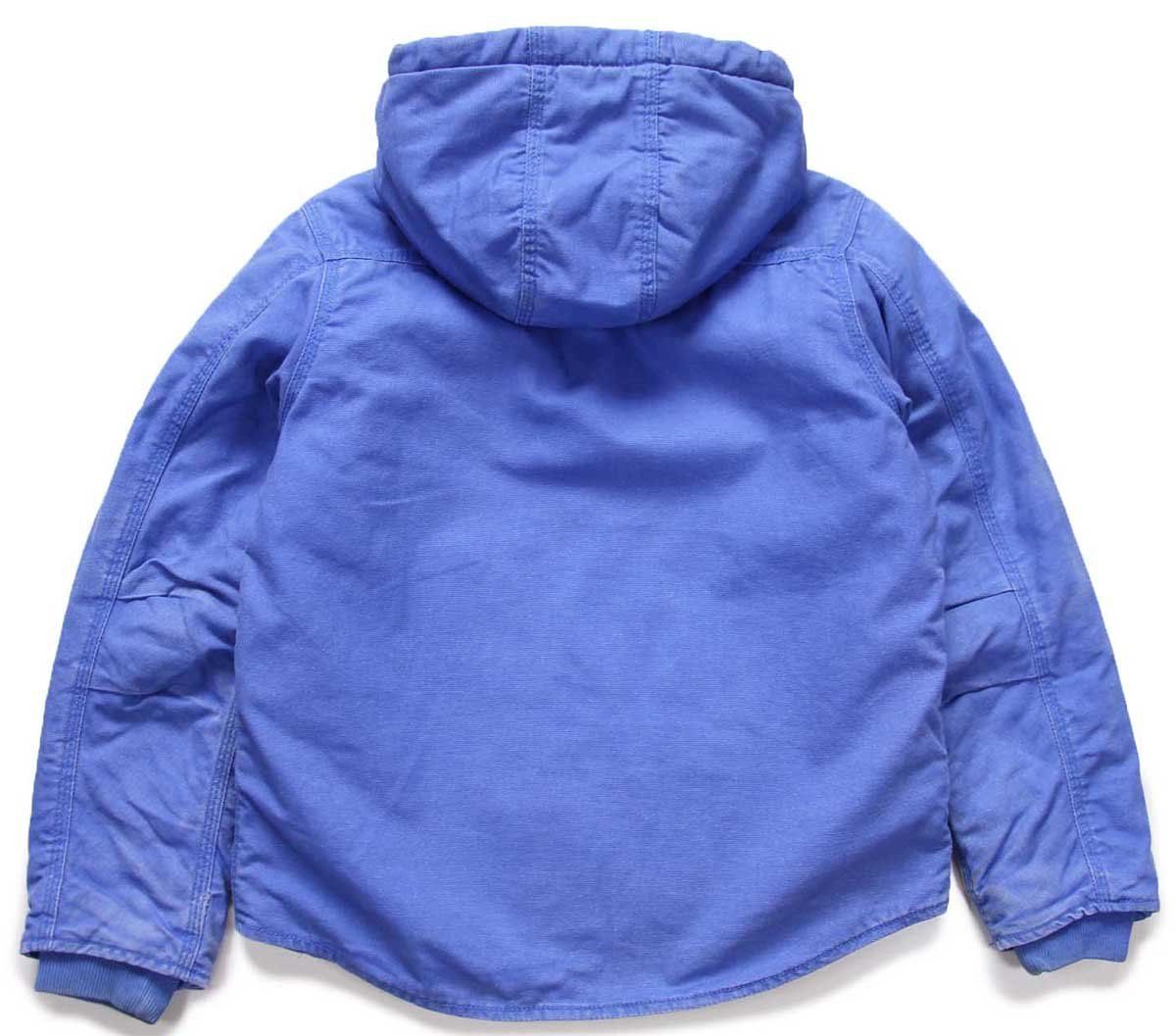 carharttカーハート キルティングライナー ダック地 ジャケット パーカー 薄青 キッズM アクティブ ワーク ボーイズ ダメージ
