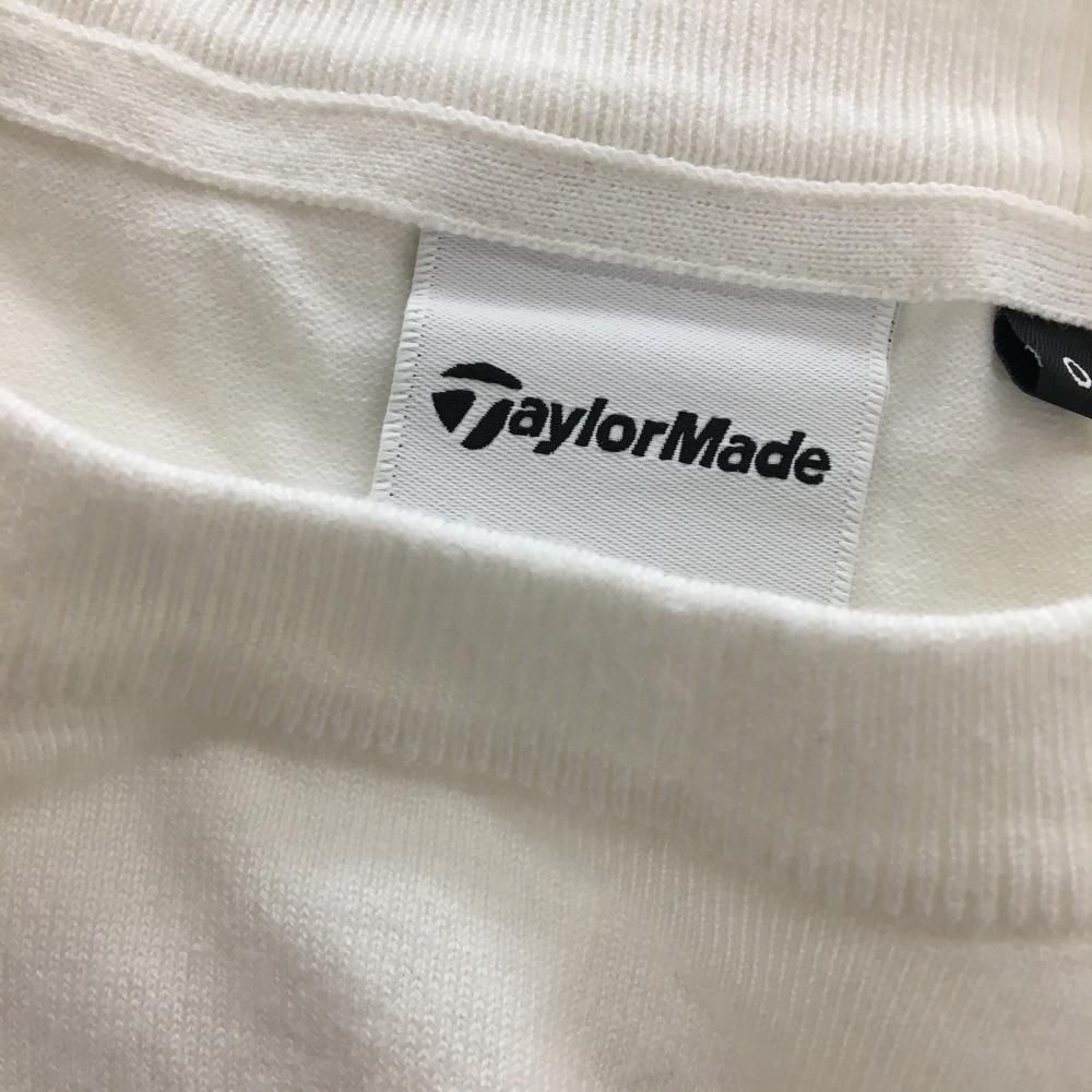 美品】テーラーメイド セーター 白×ネイビー 立体ロゴ 綿混 ニット