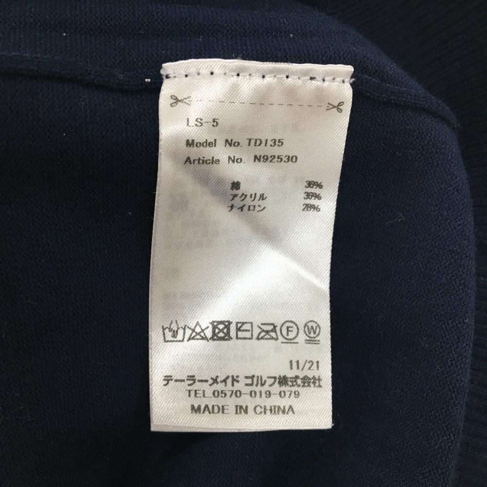 美品】テーラーメイド セーター 白×ネイビー 立体ロゴ 綿混 ニット