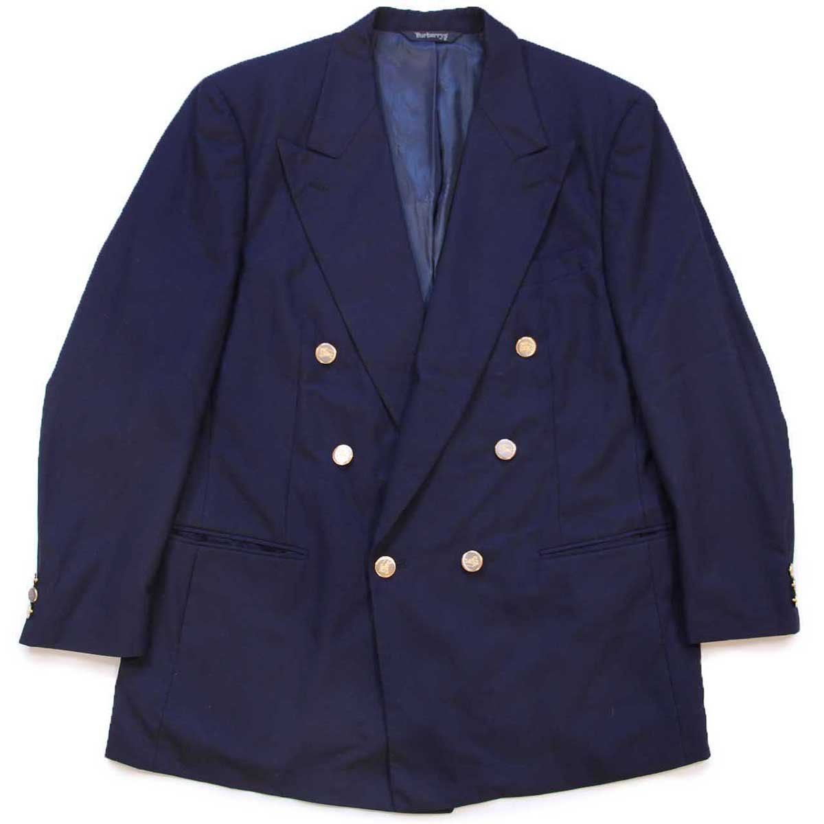 【美品】Burberry☆ウールジャケット☆紺ブレ☆カシミヤ100%☆ダブル☆ 80s USA製 Burberrys PRORSUM バーバリー SAKS FIFTH AVENUE ダブル