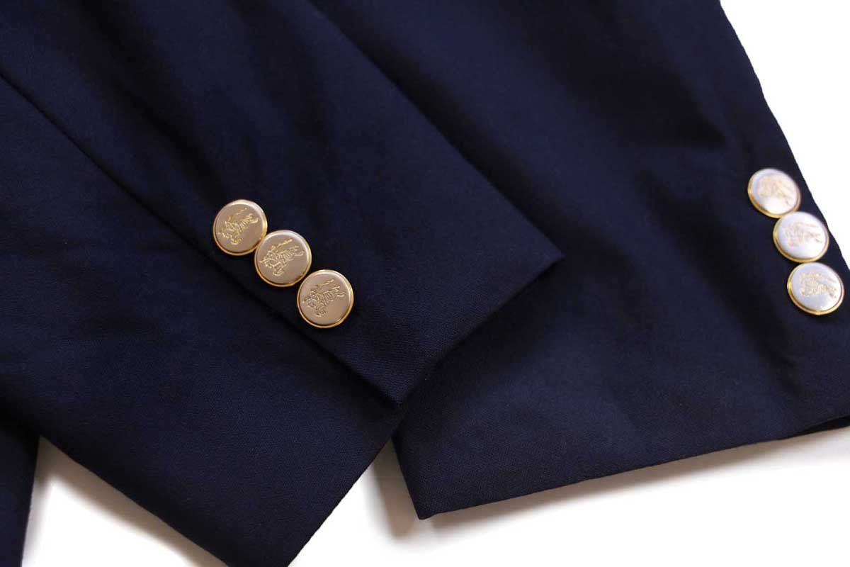 【美品】Burberry☆ウールジャケット☆紺ブレ☆カシミヤ100%☆ダブル☆ 80s USA製 Burberrys PRORSUM バーバリー SAKS FIFTH AVENUE ダブル