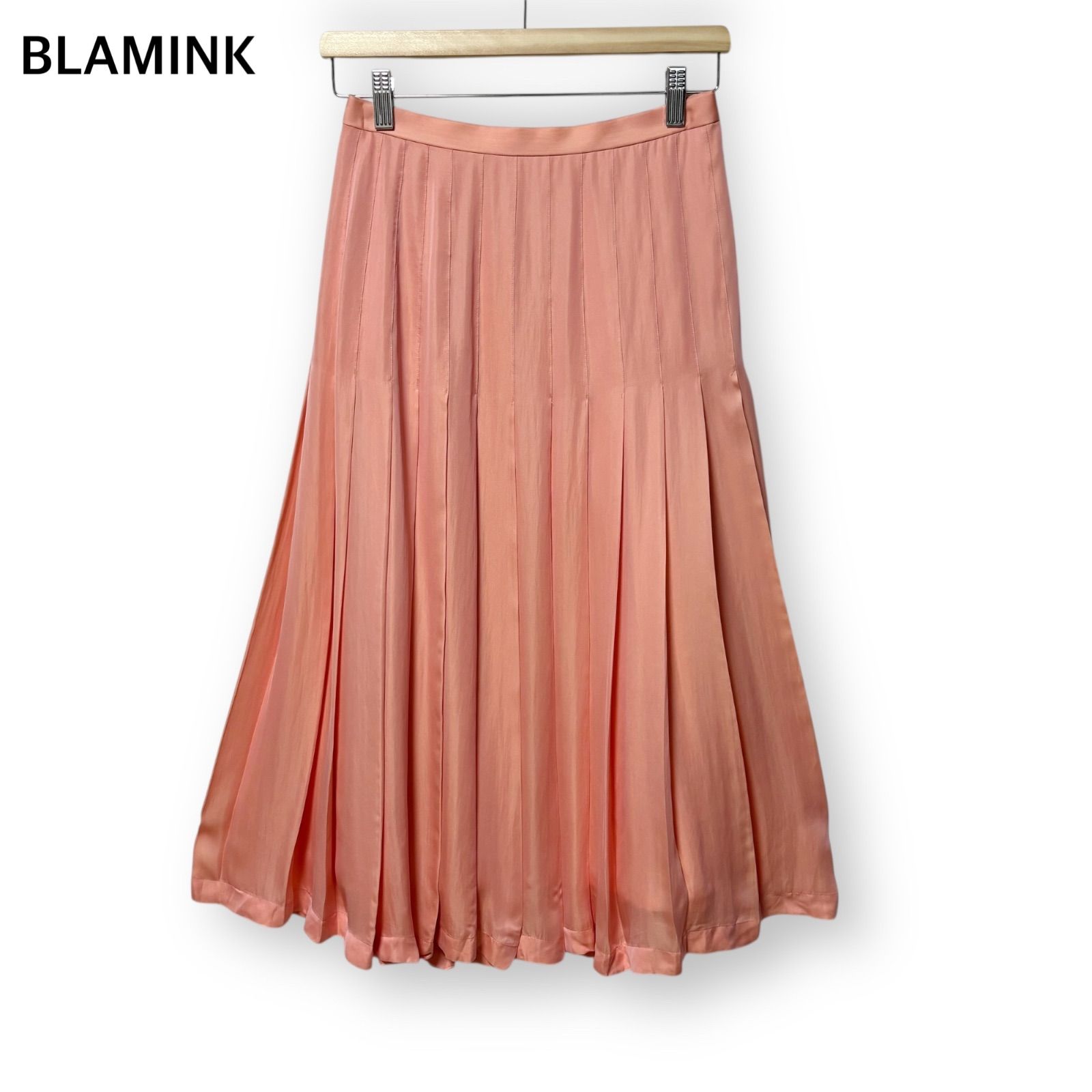 ブラミンク BLAMINK シルク混 ロング プリーツスカート とろみ素材 