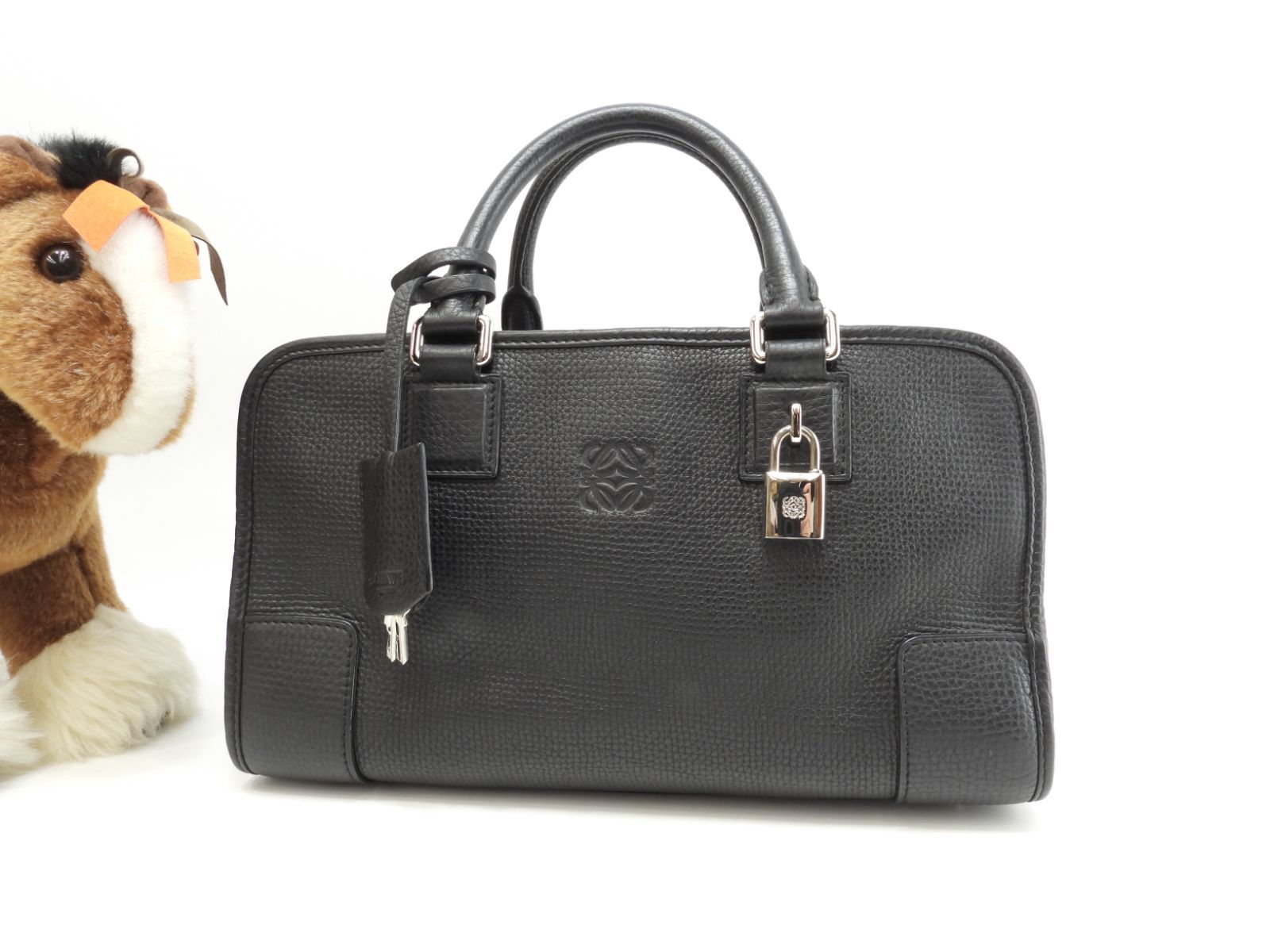 ロエベ アマソナ28 シルバー金具 トリヨンレザー黒 ハンドバッグ