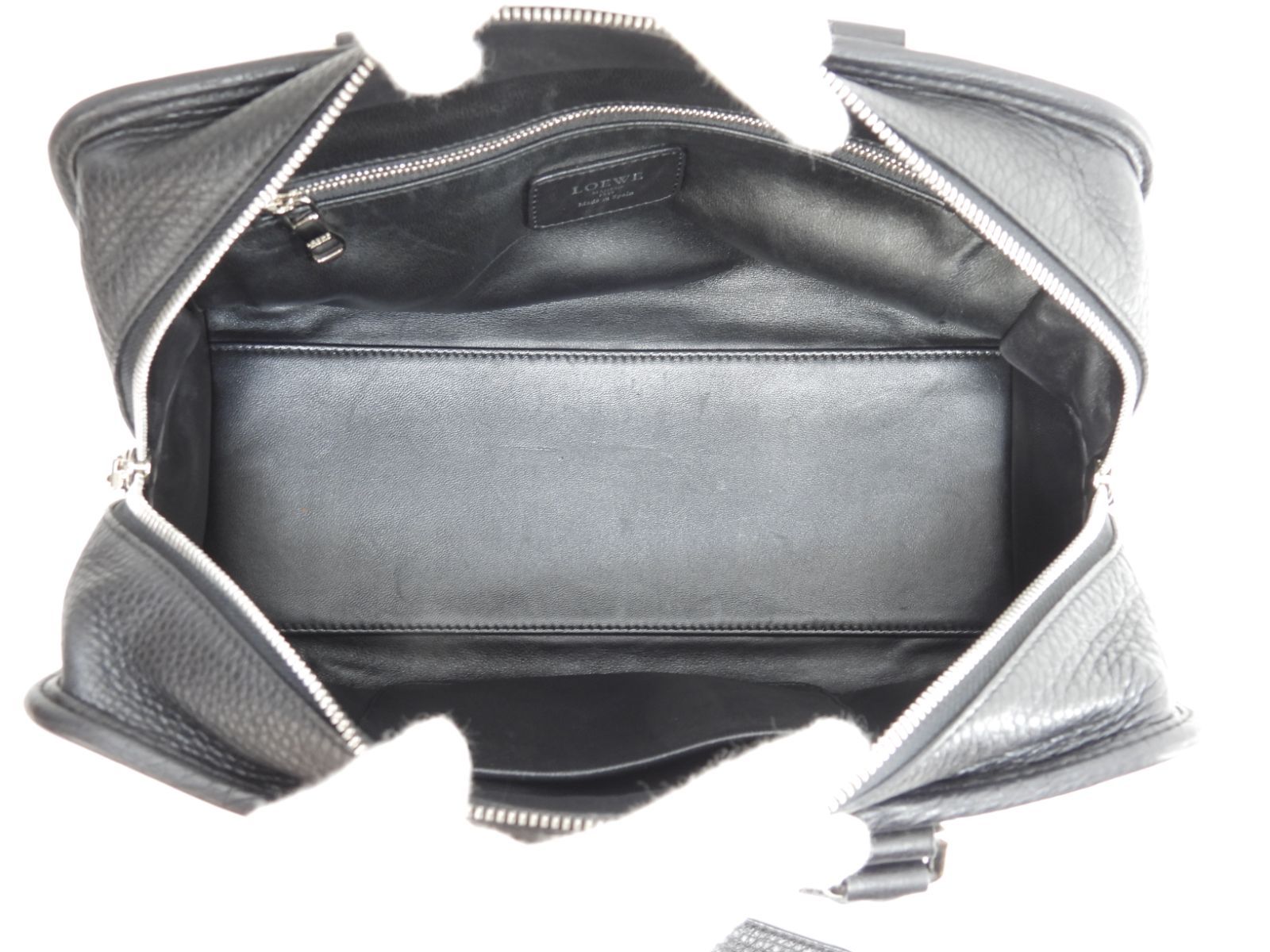 ロエベ アマソナ28 シルバー金具 トリヨンレザー黒 ハンドバッグ