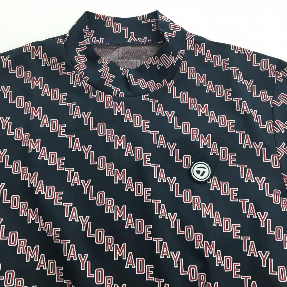 超美品】テーラーメイド 長袖ハイネックシャツ ネイビー×レッド ロゴ総