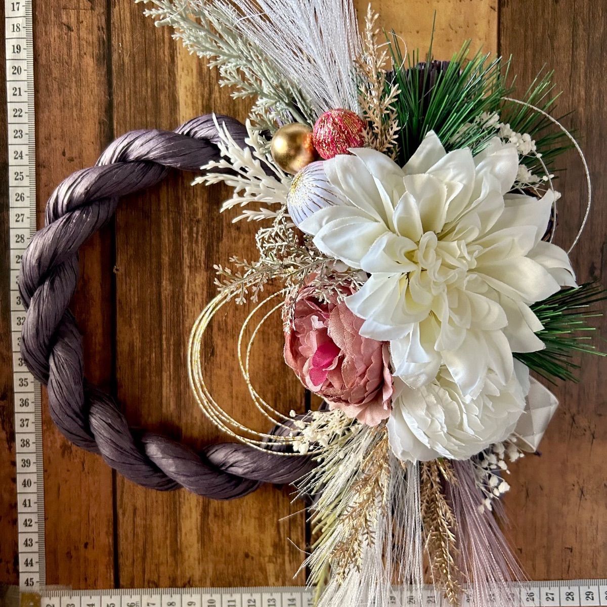 7-241 大きめしめ縄リース しめ縄飾り お正月リース お正月飾り 門扉