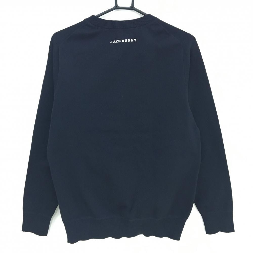 美品】ジャックバニー セーター ネイビー×白 ヤシの木プリント メンズ