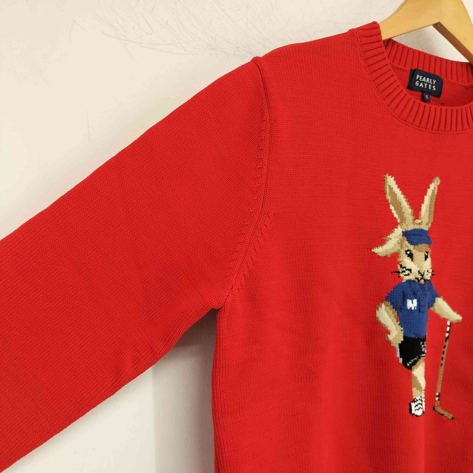 パーリーゲイツ PEARLY GATES インターシャクルーネックニット ウサギ