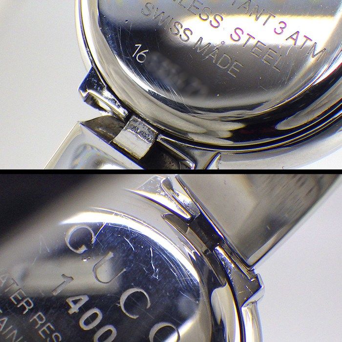 グッチ GUCCI 腕時計 バングルウォッチ 1400L ラウンド GG ロゴ ホワイトシェル文字盤 SS クオーツアナログ 【中古】 GUCCI - グッチ GUCCI 腕時計 バングルウォッチ 1400L ラウンド GG