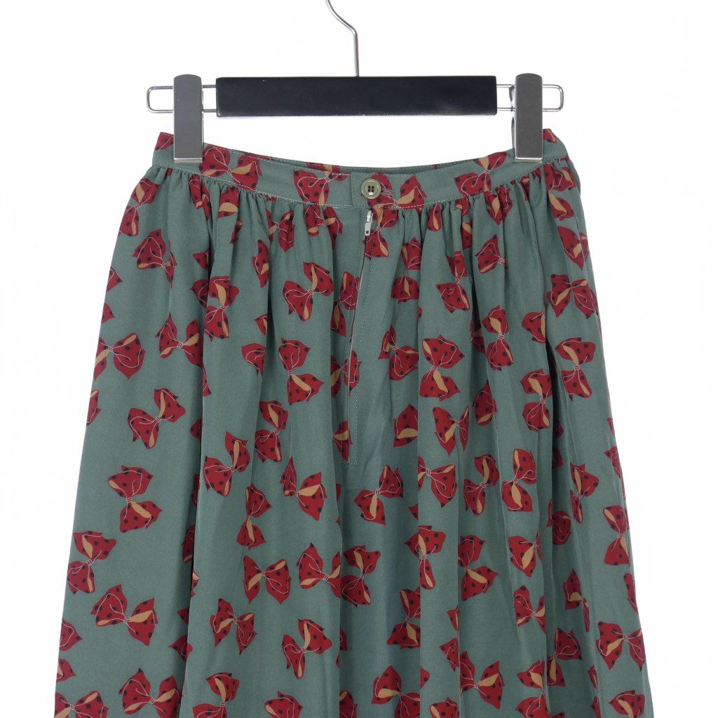 ピンクハウス PINK HOUSE ヴィンテージ リボン プリント フレア