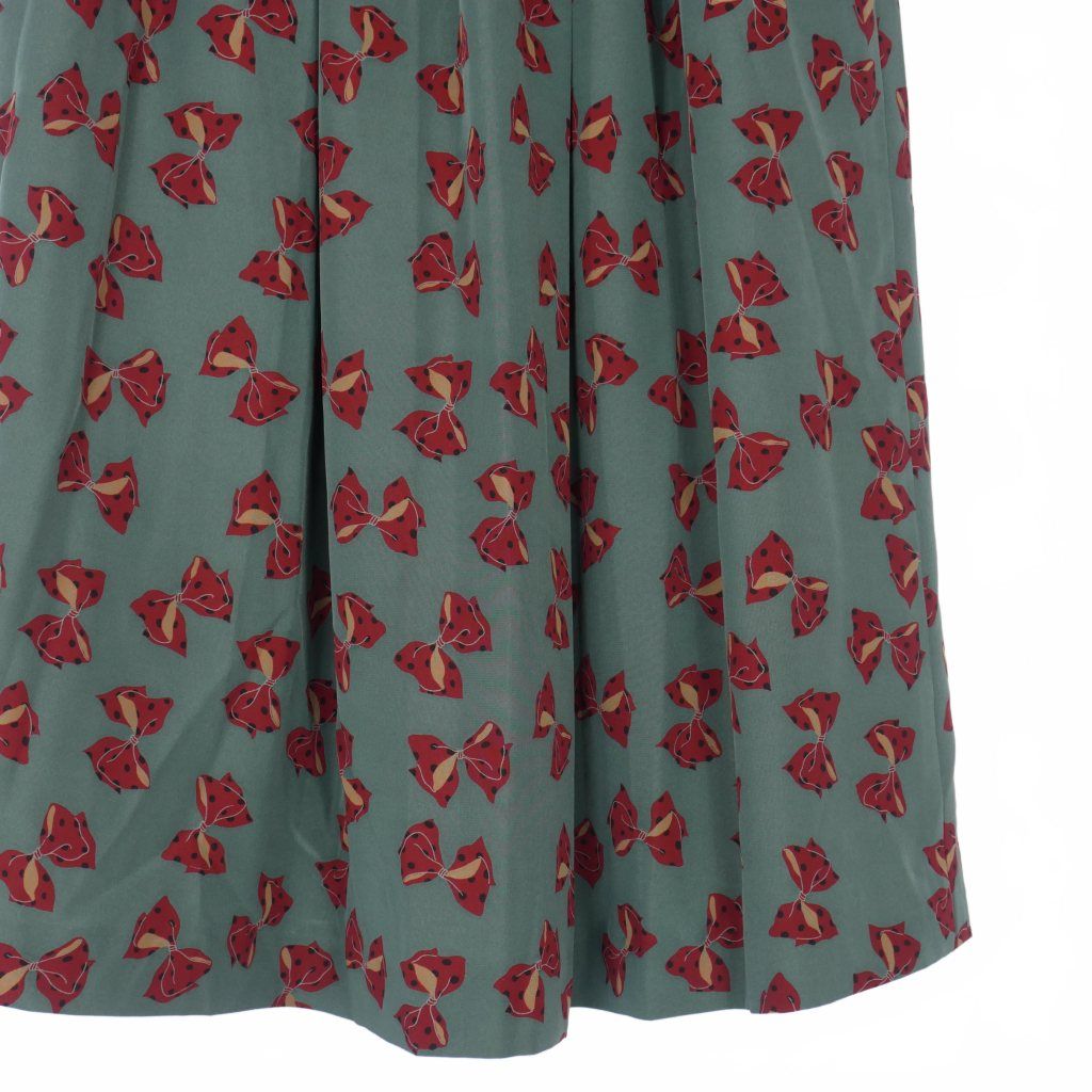 ピンクハウス　フレアスカート　ミディ丈 ピンクハウス PINK HOUSE ヴィンテージ リボン プリント フレア