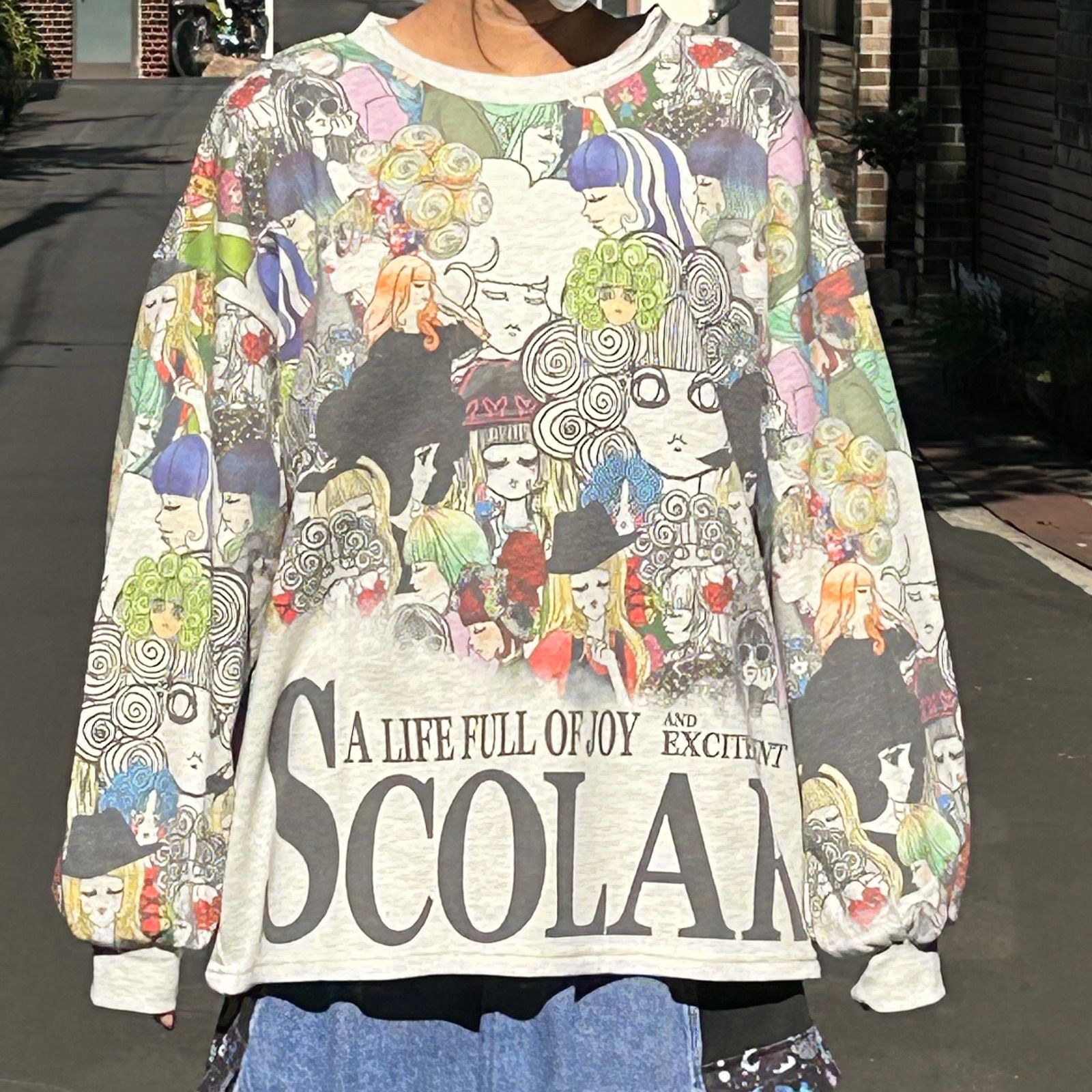 ScoLar ス 総柄裏毛プルオーバー 153772