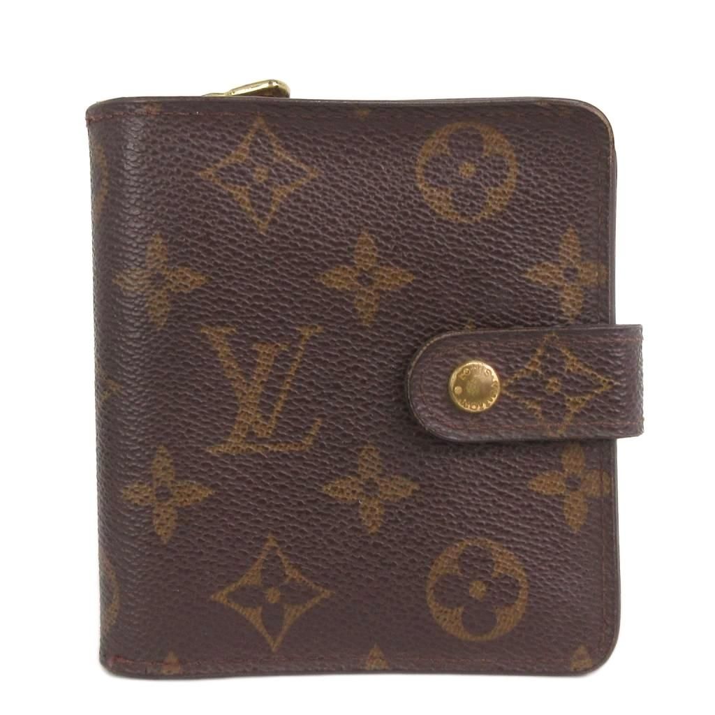 美品❣️ルイヴィトン モノグラム コンパクトジップ 二つ折り財布 ブラウン 茶 ルイヴィトン LOUIS VUITTON モノグラム コンパクトジップ 財布 二