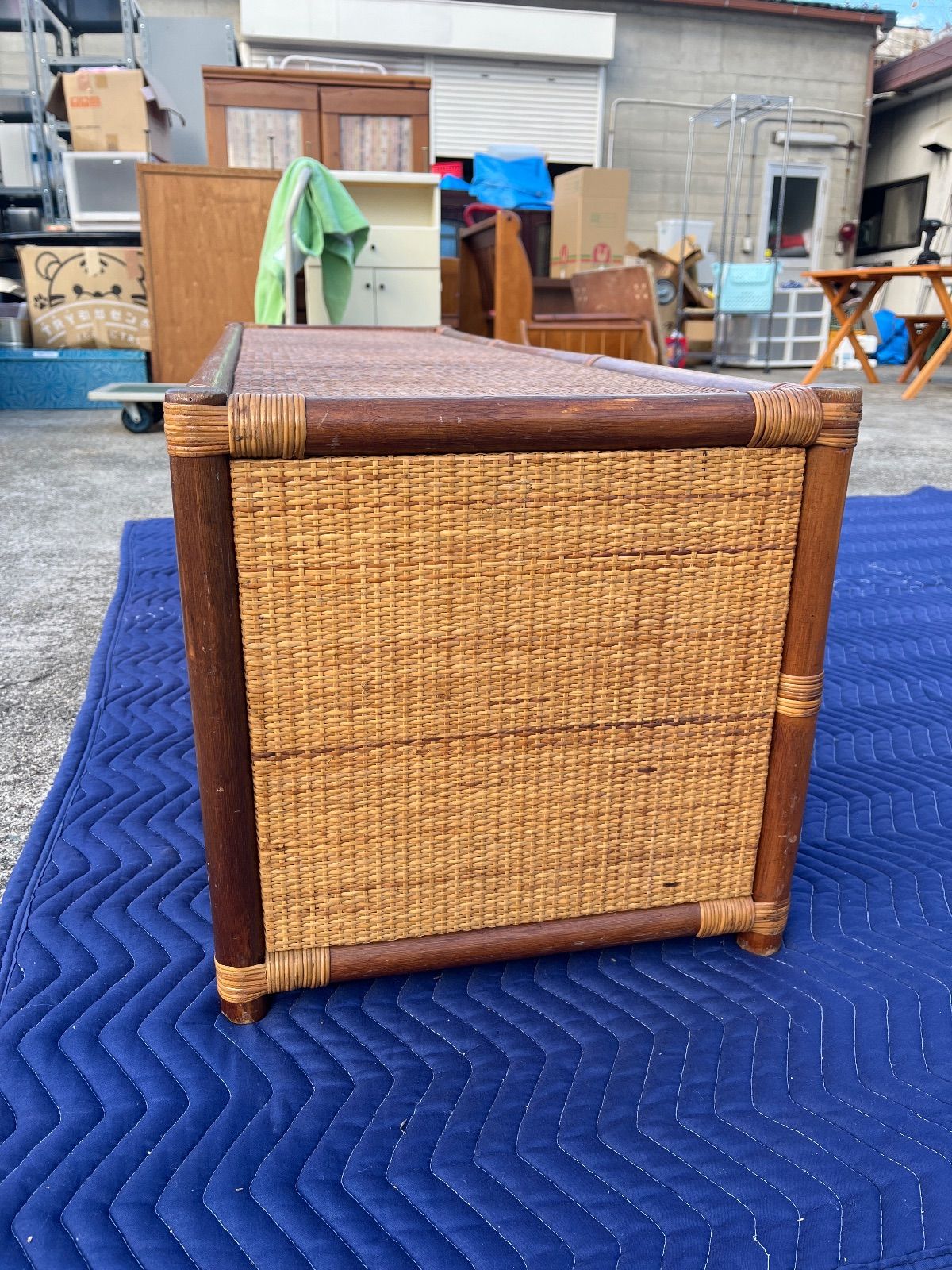 アンティーク】籐 ラタン サイドボード チェスト ローボード 6杯 古