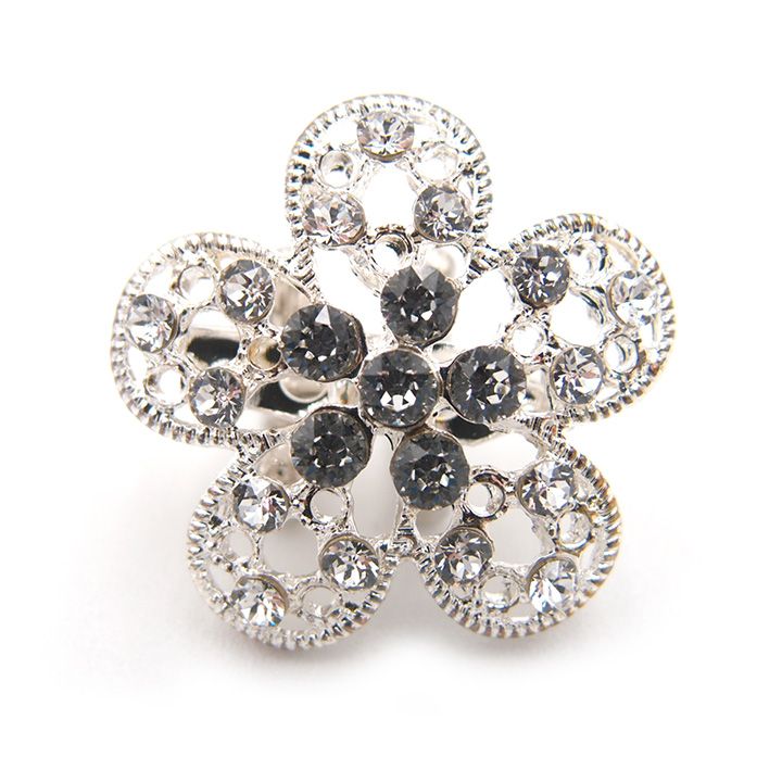 ブローチ帯留め スワロフスキー SWAROVSKI クリスタル シルバー 花 箱