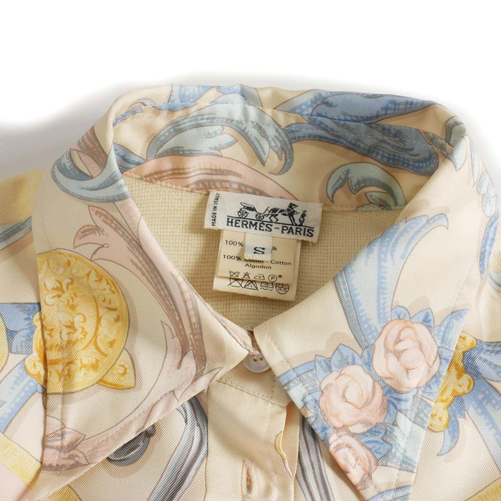 エルメス HERMES ヴィンテージ スカーフ柄 シルク コットン ニット S