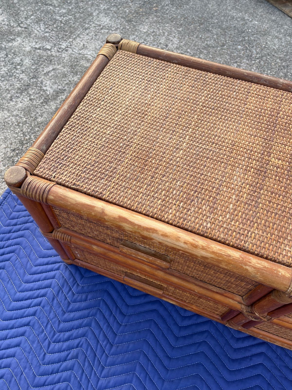 アンティーク】籐 ラタン サイドボード チェスト ローボード 6杯 古
