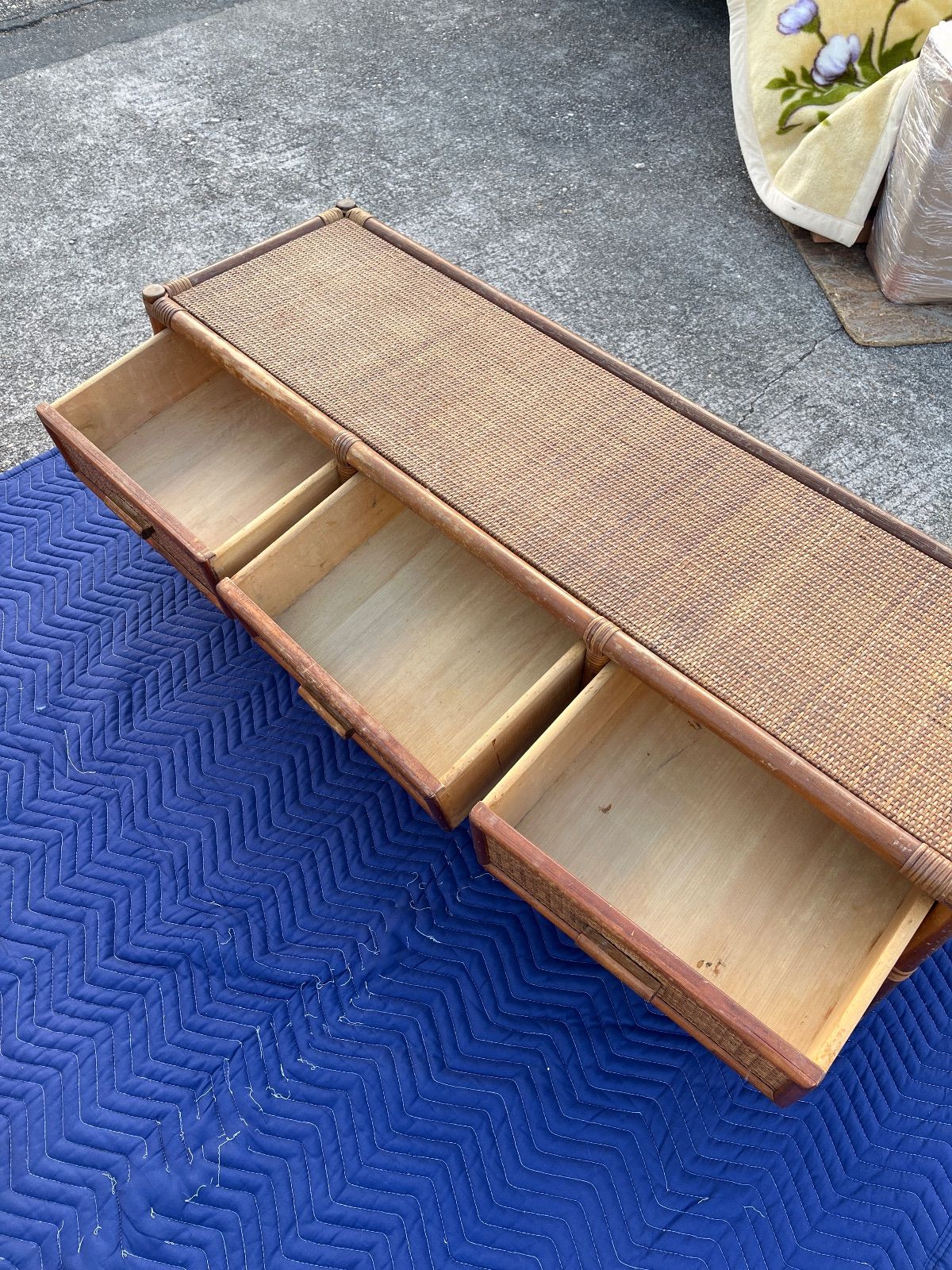 アンティーク】籐 ラタン サイドボード チェスト ローボード 6杯 古