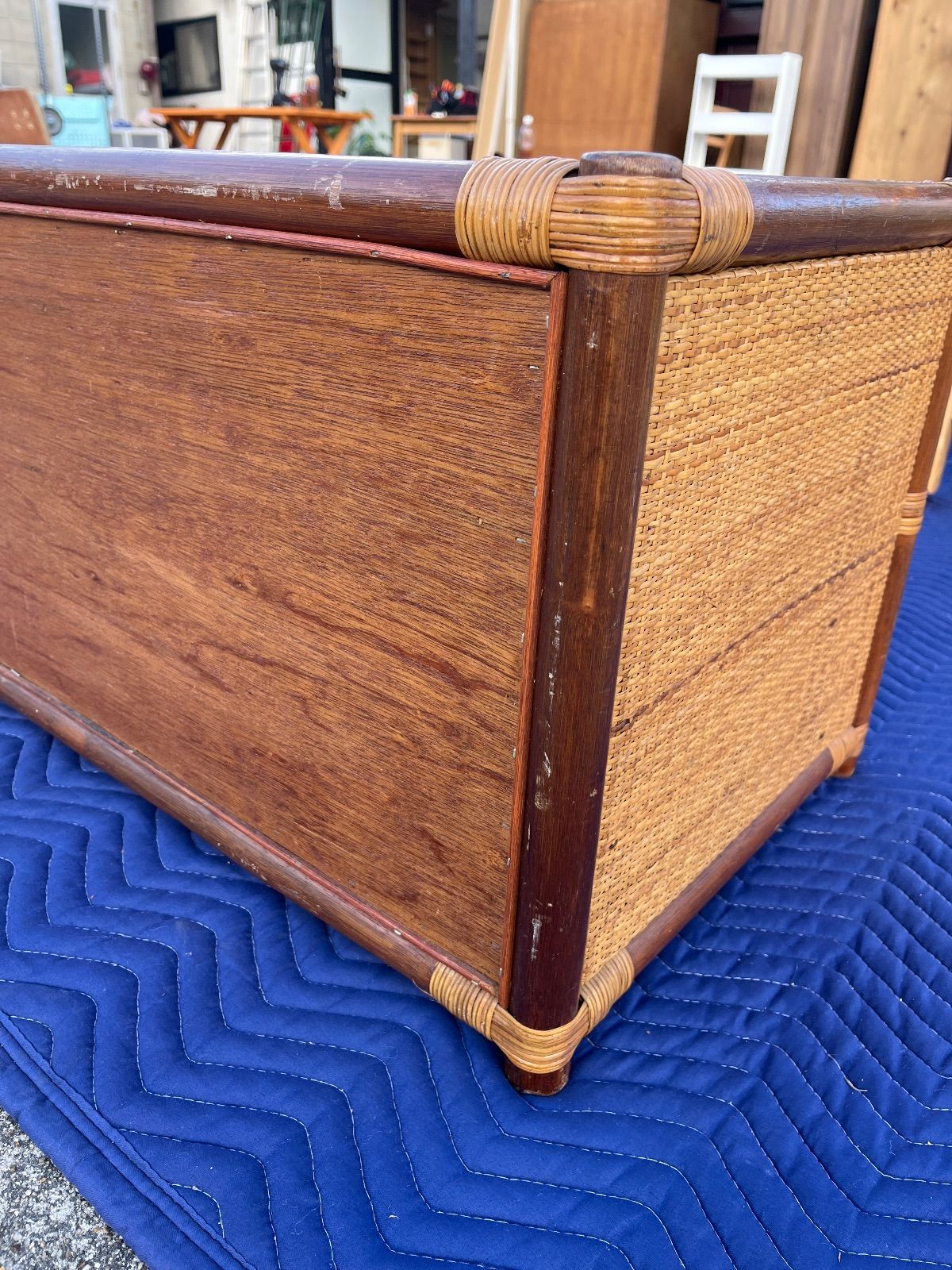アンティーク】籐 ラタン サイドボード チェスト ローボード 6杯 古