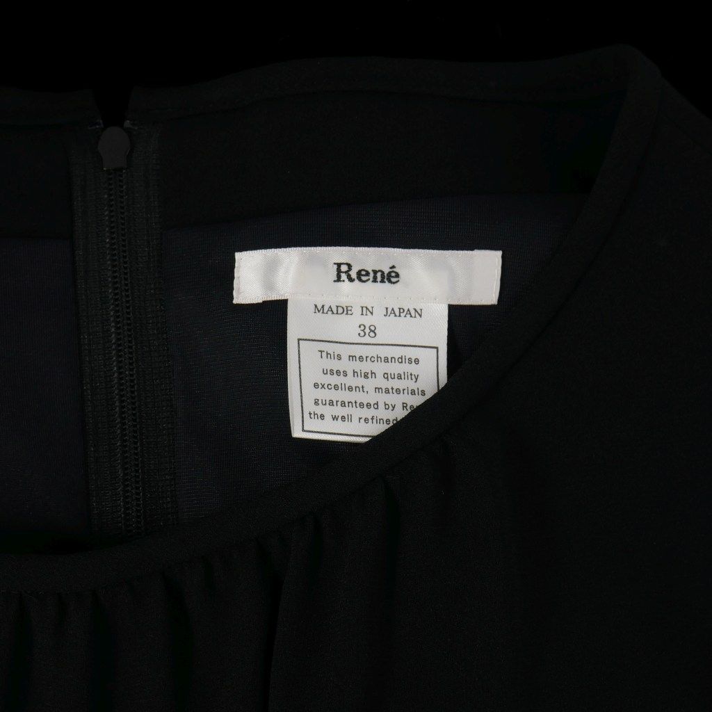 【中古】ルネ Rene ベロア切替 ノースリーブ ワンピース ドレス フリル リボン 38 黒 ブラック 6746290 レディース ルネ Rene ベロア切替 ノースリーブ ワンピース ドレス フリル リボン