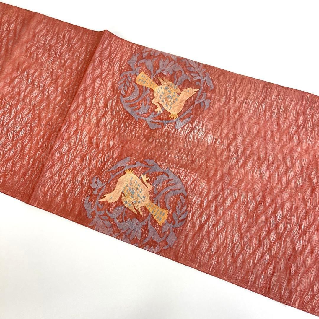 着物と帯 時流】SF25784s◇正絹 夏袋帯◇すくい織 鳥 帯芯入 美品