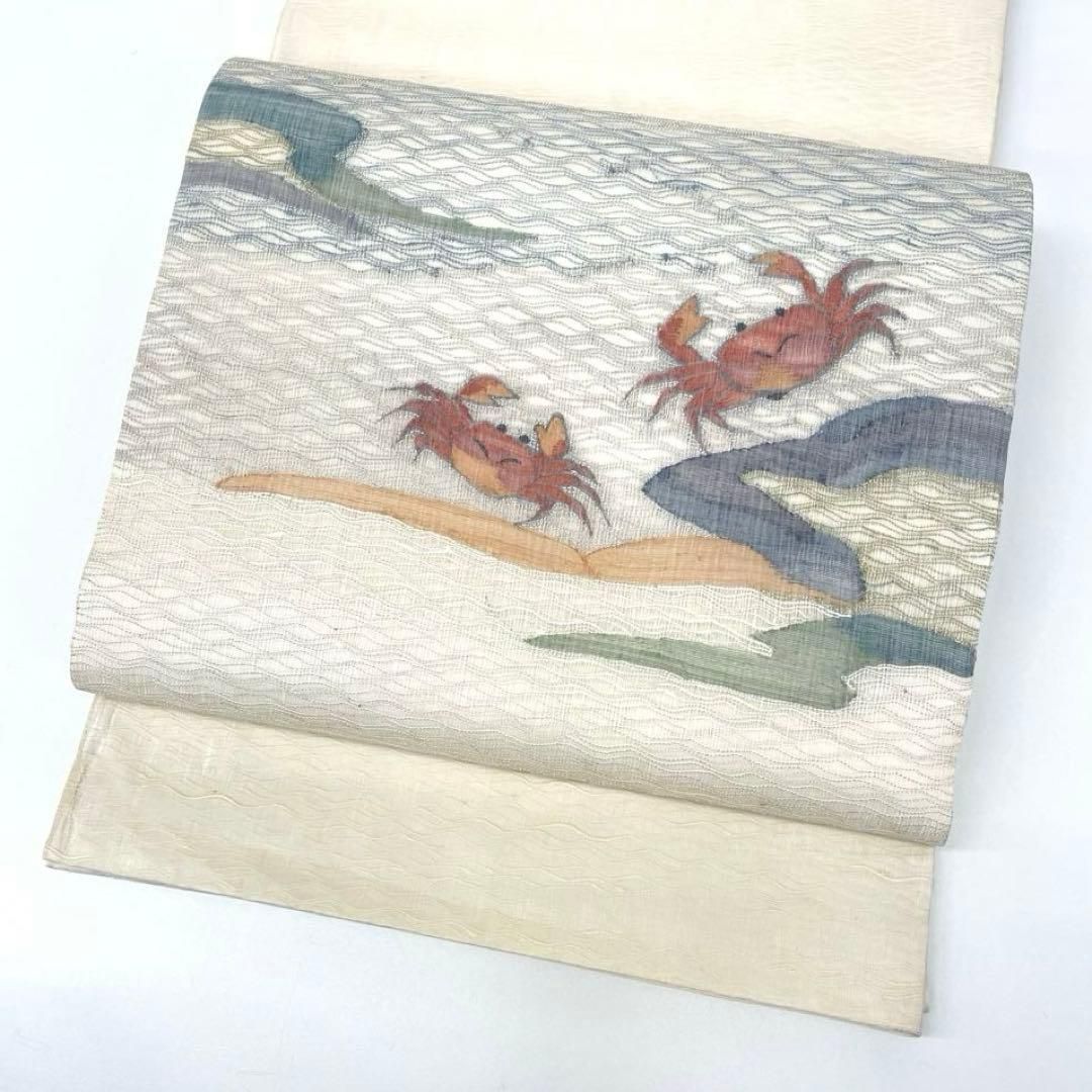 着物と帯 時流】SF25783s◇正絹 夏袋帯◇蟹 すくい織 三松 芯入 美品