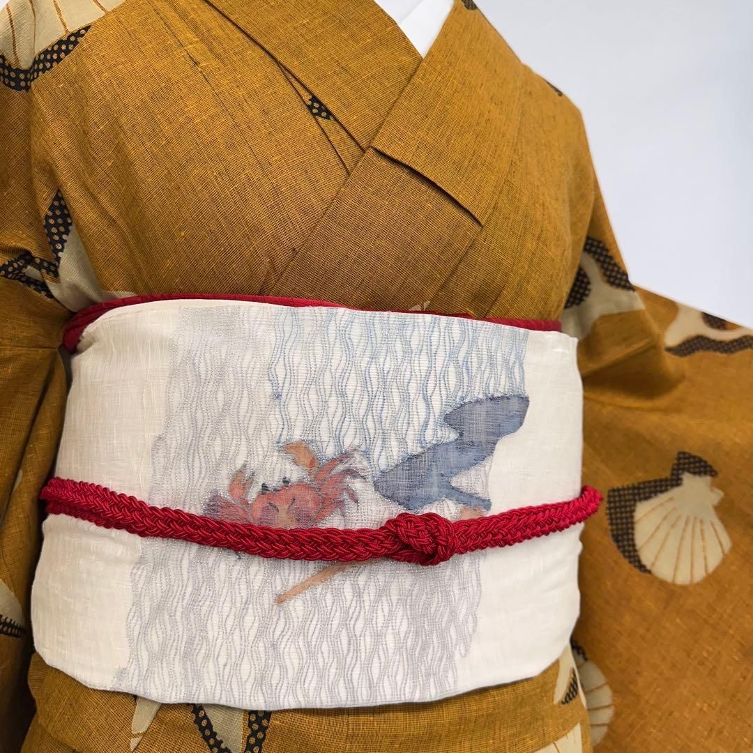 着物と帯 時流】SF25783s◇正絹 夏袋帯◇蟹 すくい織 三松 芯入 美品