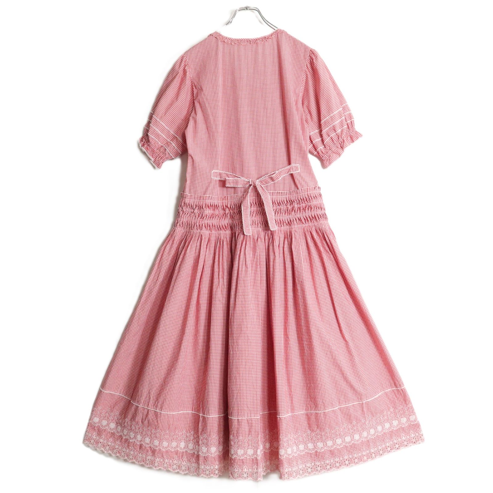 極美品】ピンクハウス☆ゆったり♪綿ローンワンピース 赤系 リボン