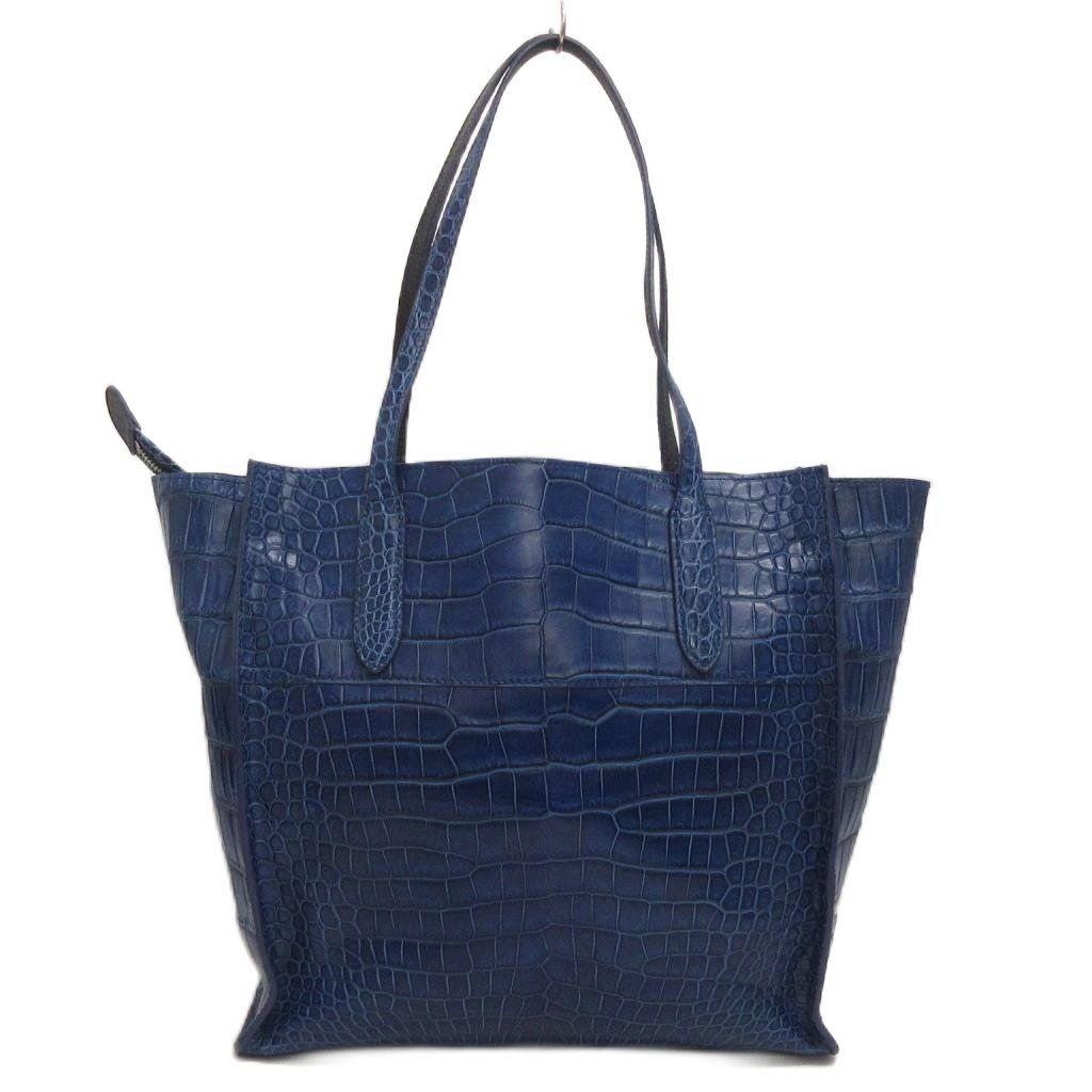 P*e様 Pelley Lusso クロコダイル ハンドバッグ ブルー系 ar0 美品 ペレリールッソ PELLEY LUSSO トートバッグ 肩がけ クロコダイル