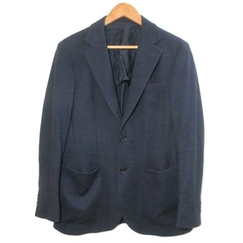 ユナイテッドアローズ UNITED ARROWS ジャージ シングル 2ボタン テーラードジャケット COMFORT EASY 1121-110-3097 背抜き ウール 46 M相当 紺 ネイビー X
