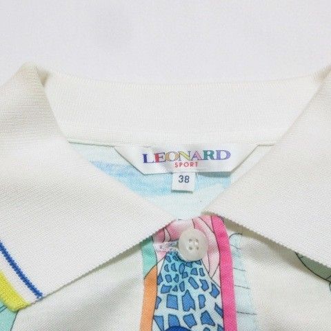 レオナールスポーツ LEONARD SPORT ポロシャツ 長袖 花柄 総柄 38 M