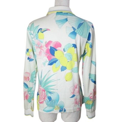 レオナールスポーツ LEONARD SPORT ポロシャツ 長袖 花柄 総柄 38 M