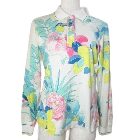 レオナールスポーツ LEONARD SPORT ポロシャツ 長袖 花柄 総柄 38 M