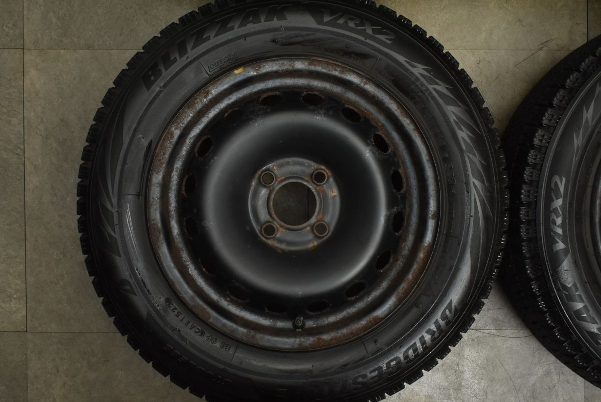  溝有りタイヤ ルノー カングー スチール 14 in 5 J 36 PCD 100 ブリヂストン ブリザックVRX 2 175 65 R 4本セット X 76 FC KC 初代 14インチ タイヤ ホイールセット