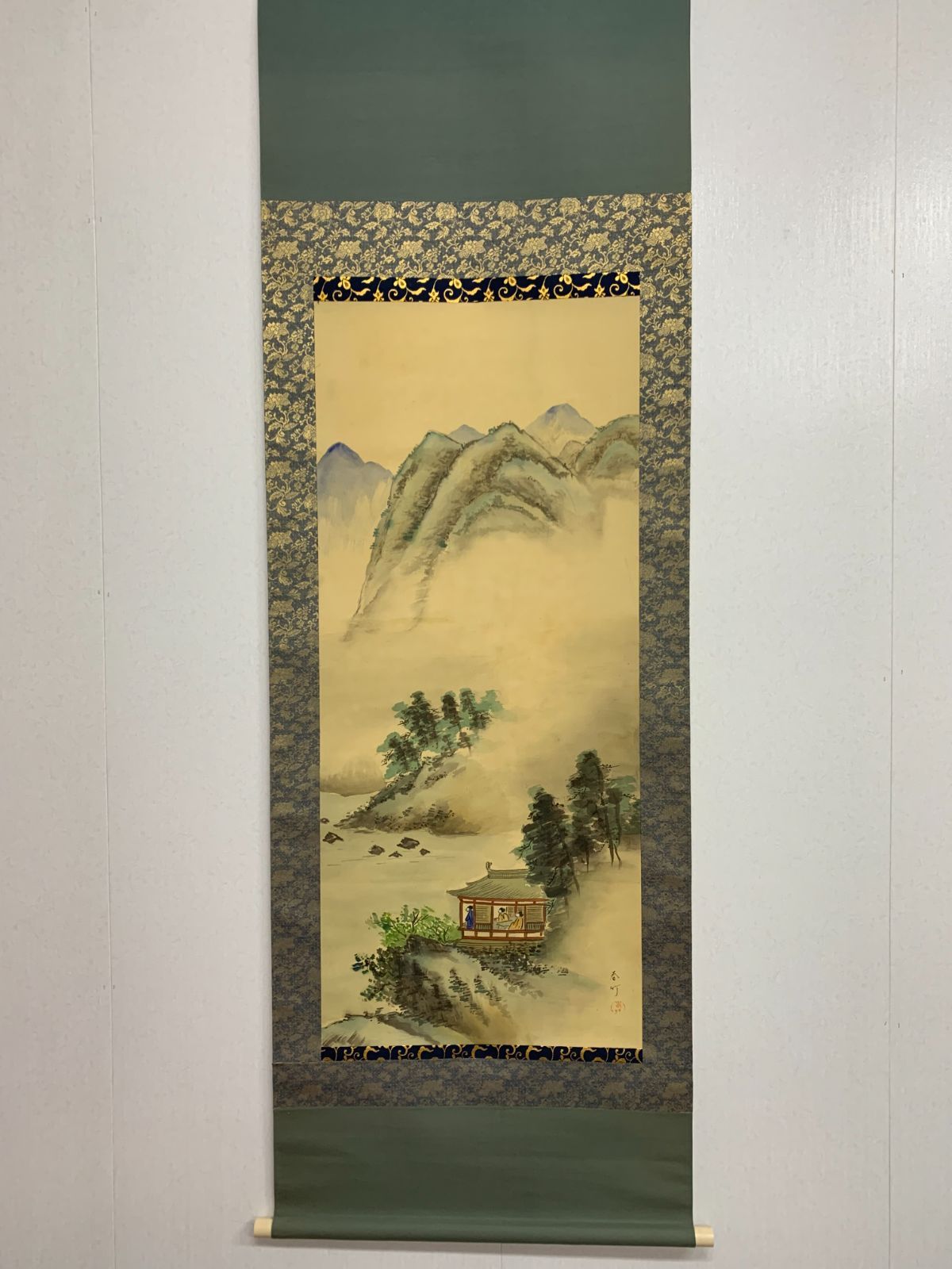 掛け軸】177 春竹「楼閣山水図」 #茶掛 #掛軸 #古美術 #骨董 #お値下げ