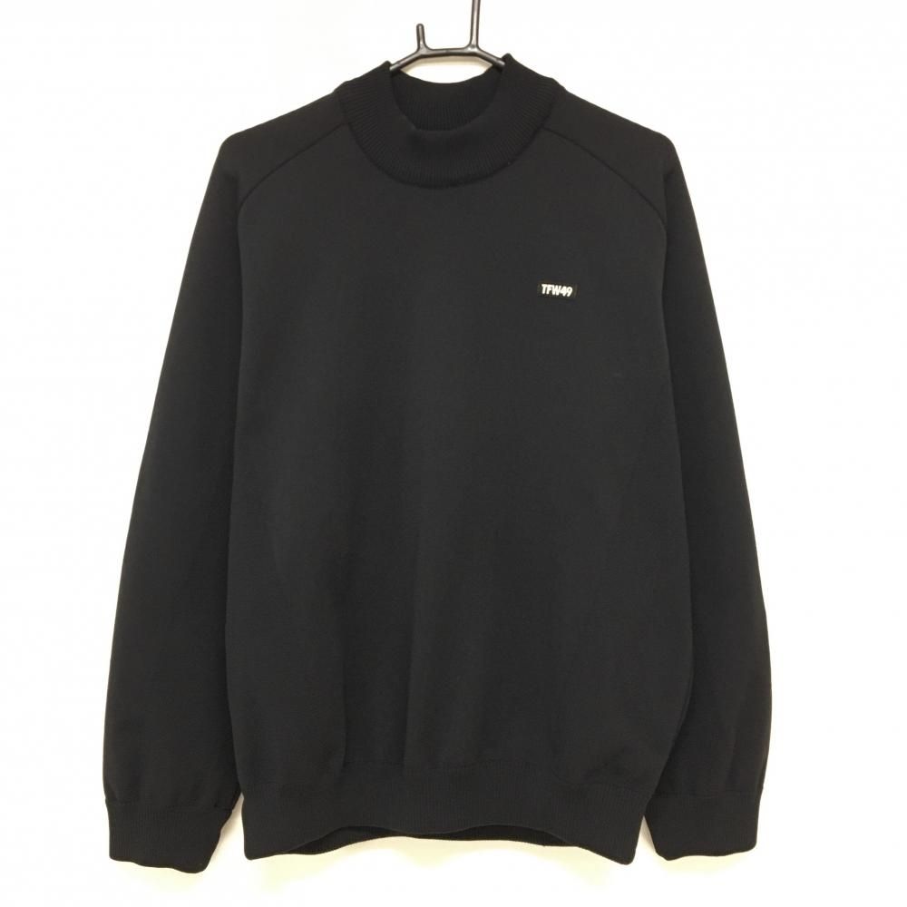 超美品】TFW49 ハイネックセーター 黒 ロゴ白 ニット メンズ L ゴルフ